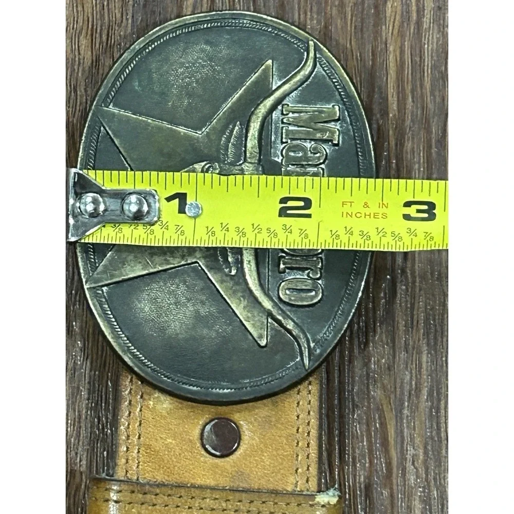 Vintage Marlboro 1987 Belt Buckle Solid Brass Philip Morris, Bechelli Lthr Belt - Picture 15 of 16